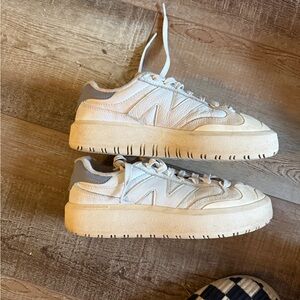 New Balance White and Tan CT302 platform Sneakers